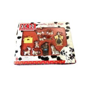 Disney 101 Dalmatians Collectible Play Figurines Cruella de Vil Jasper & Puppies